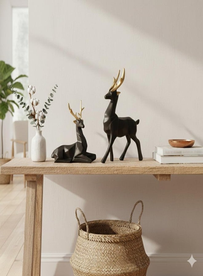 AABCO Polyresin Statue Deer Set, Black, for Home & Office Decor, Gifting Showpiece - Image 2